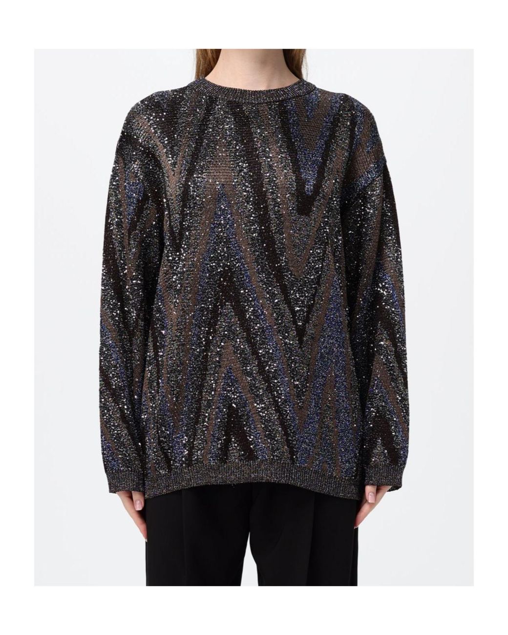 Missoni Gray Oversized Patterned Knitted Sweater