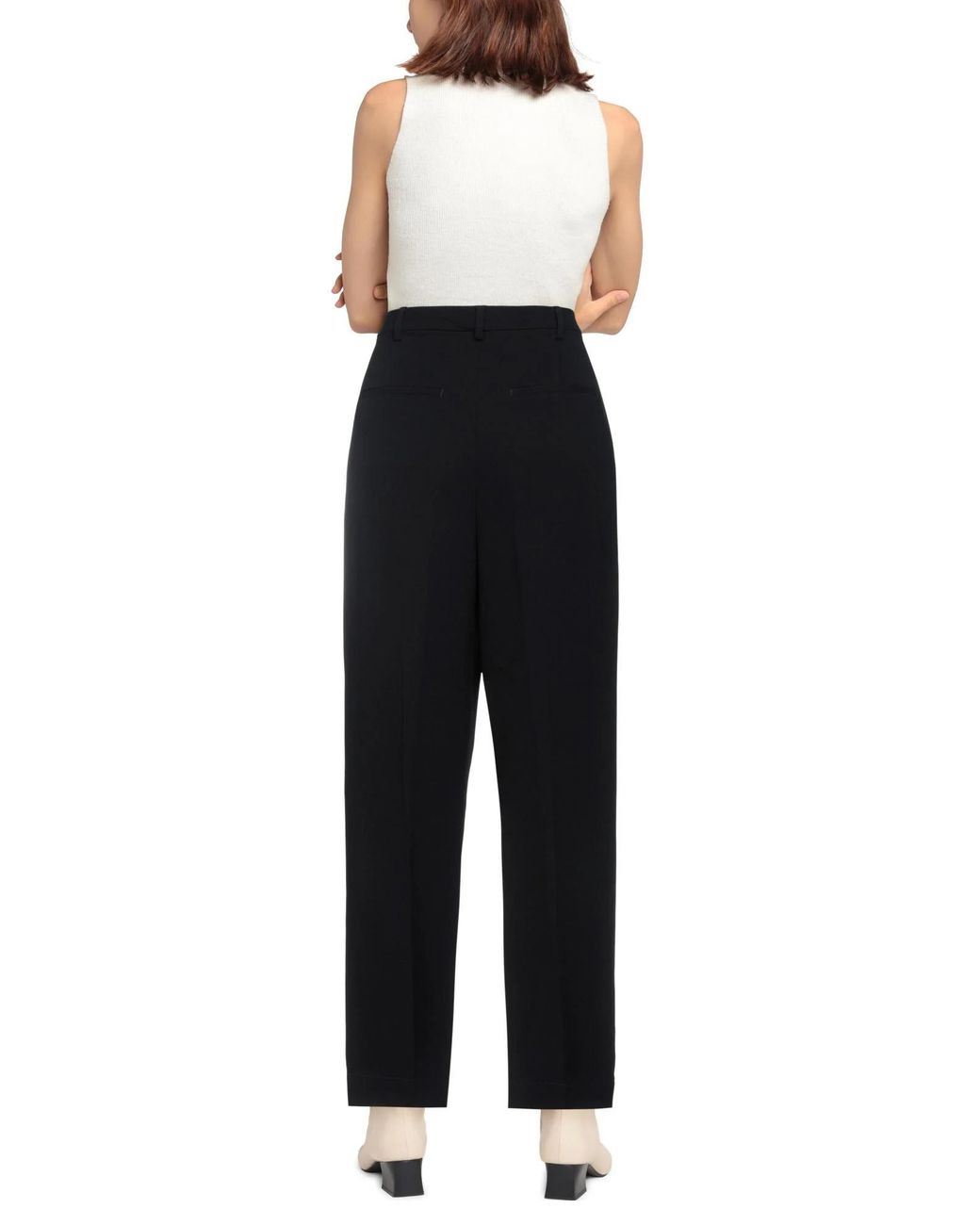 Tory Burch Black Plain Colour Casual Trouser