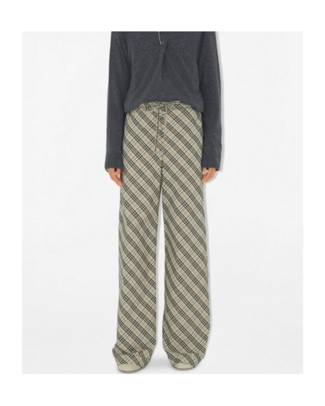 Burberry Gray Cotton Check Pyjama Trousers
