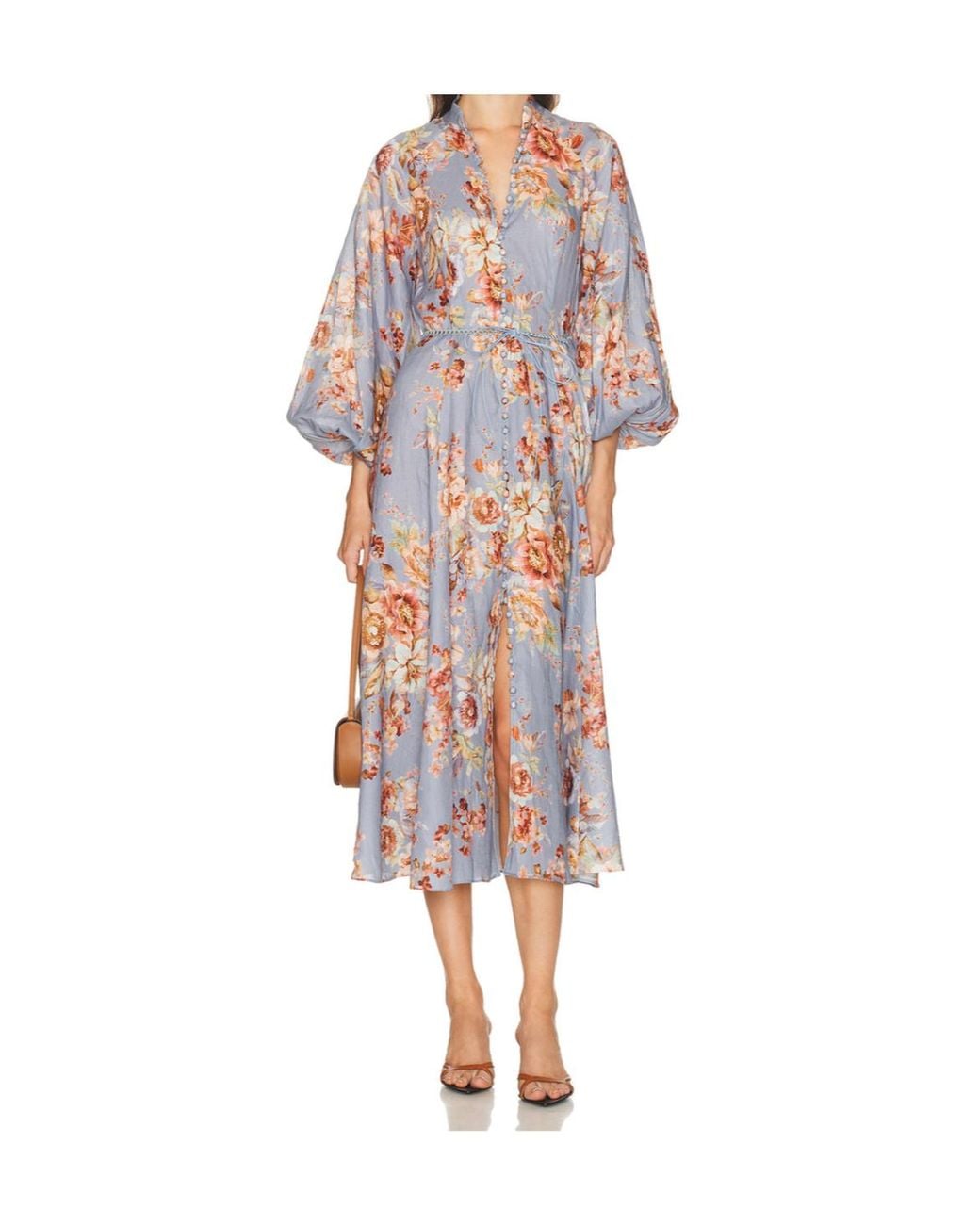 Zimmermann Multicolor Awaken Billow Floral Printed Long Dress