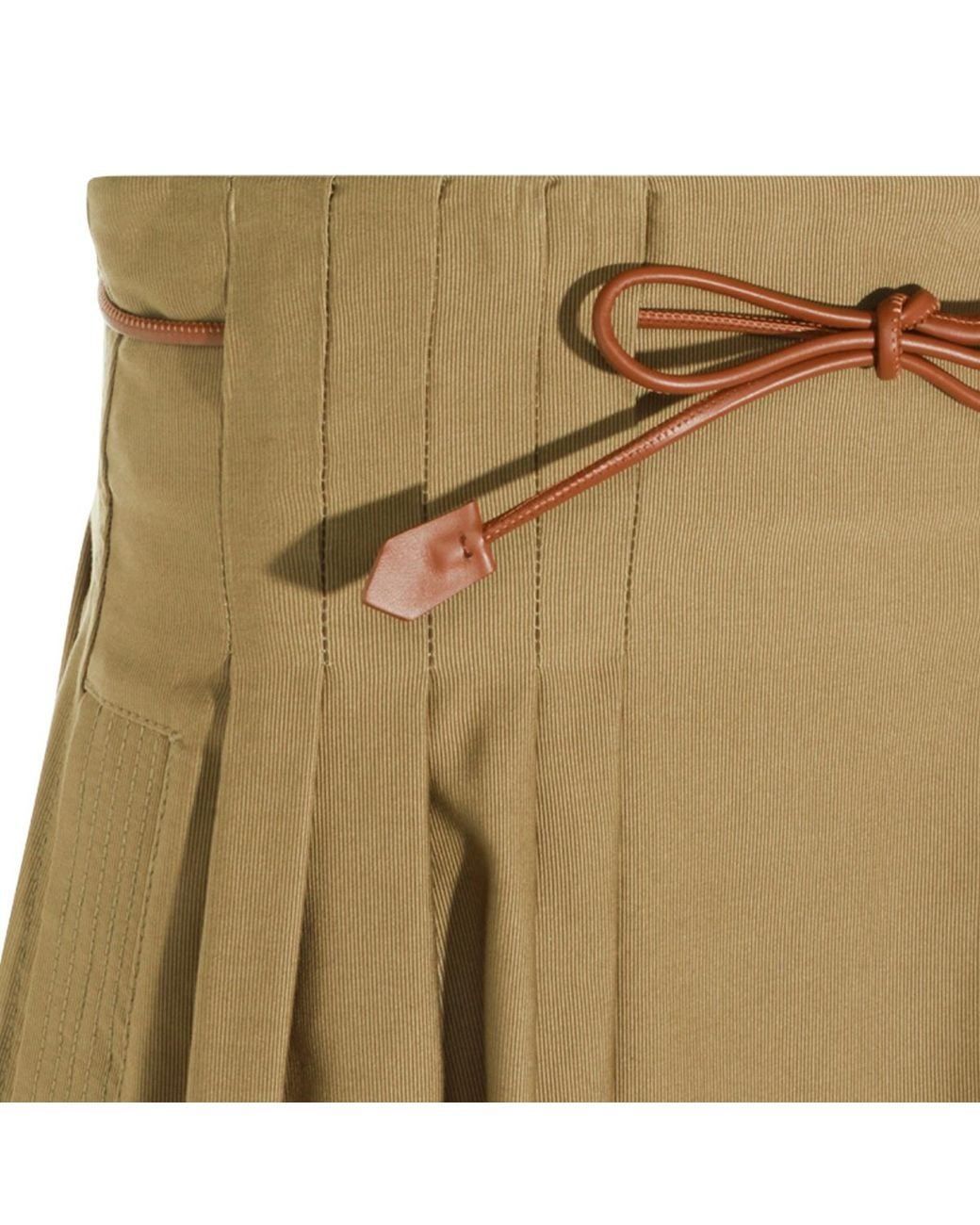 Max Mara Natural Cotton Pleated Midi Skirt