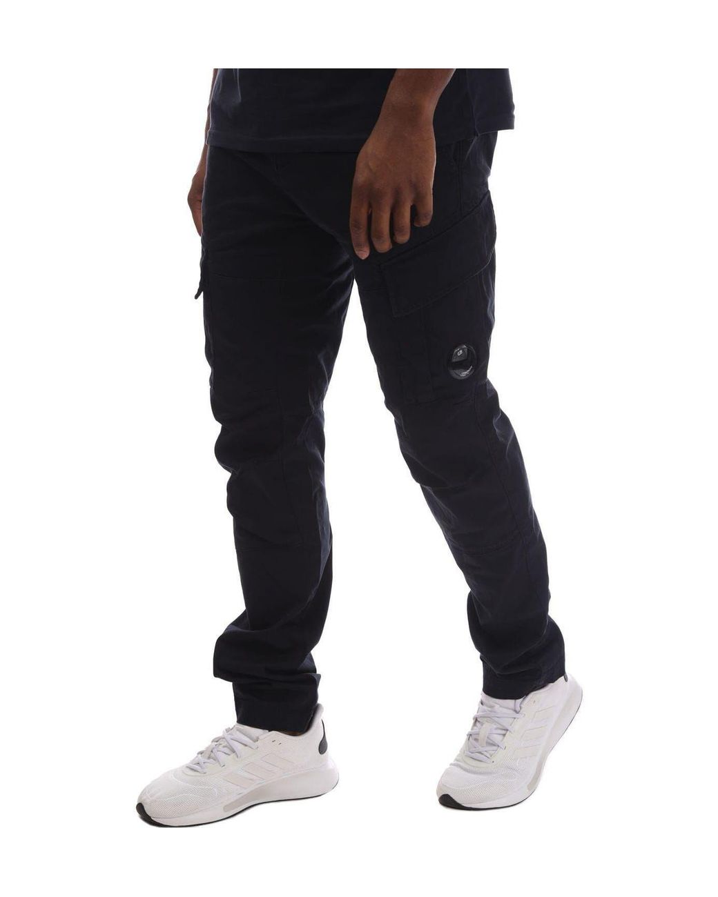 C P Company Black Stretch Sateen Lens Cargo Pants for men