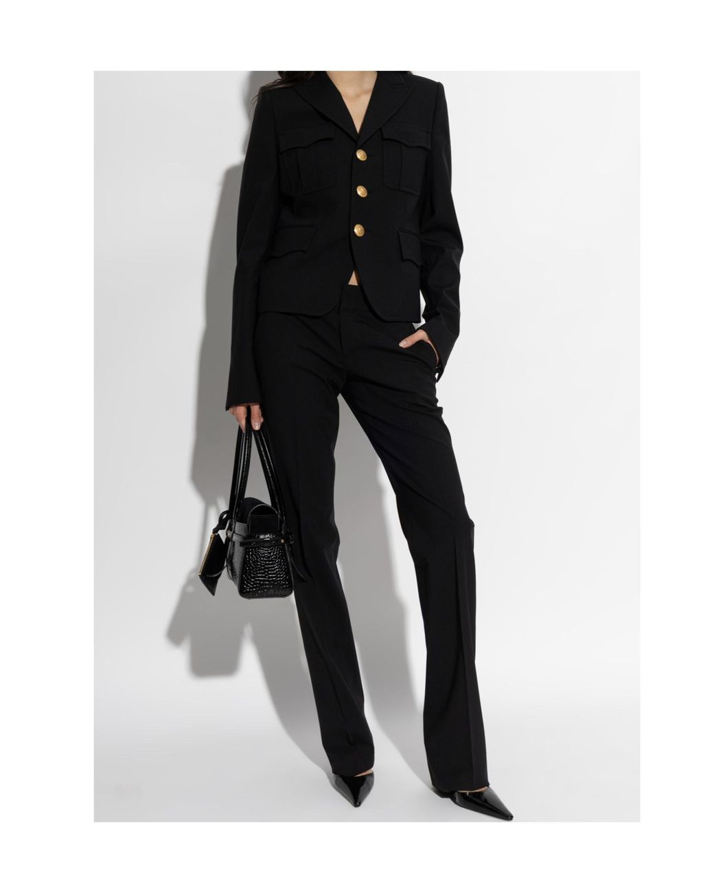DSquared² Black Pleated Tailored Trousers
