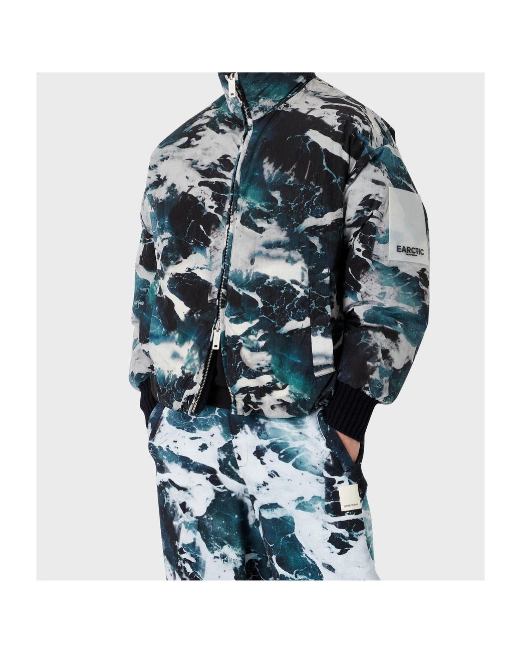 Emporio Armani Blue Stand-Up Collar Down Jacket for men