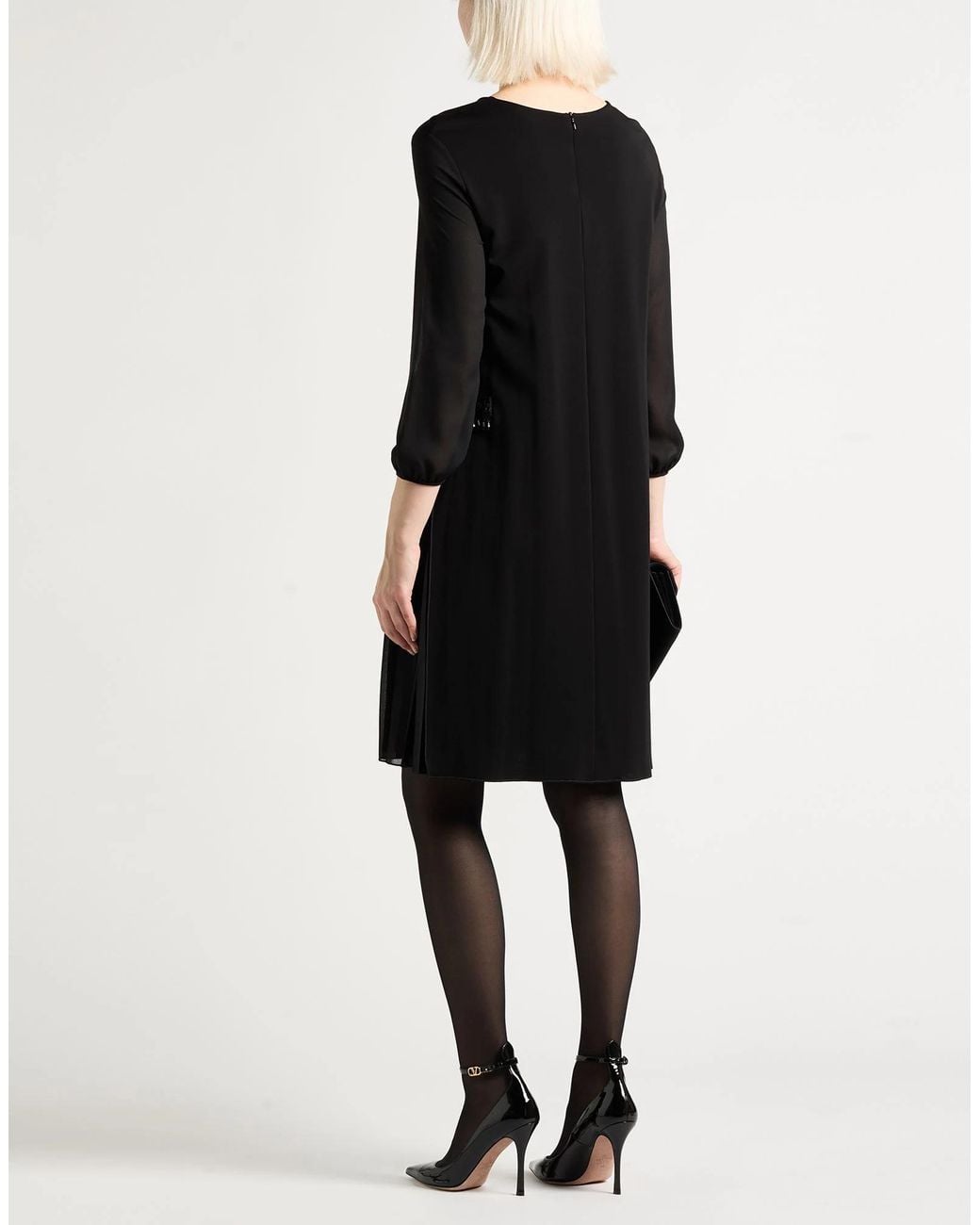Max Mara Black Solid-Color Long-Sleeve Dress
