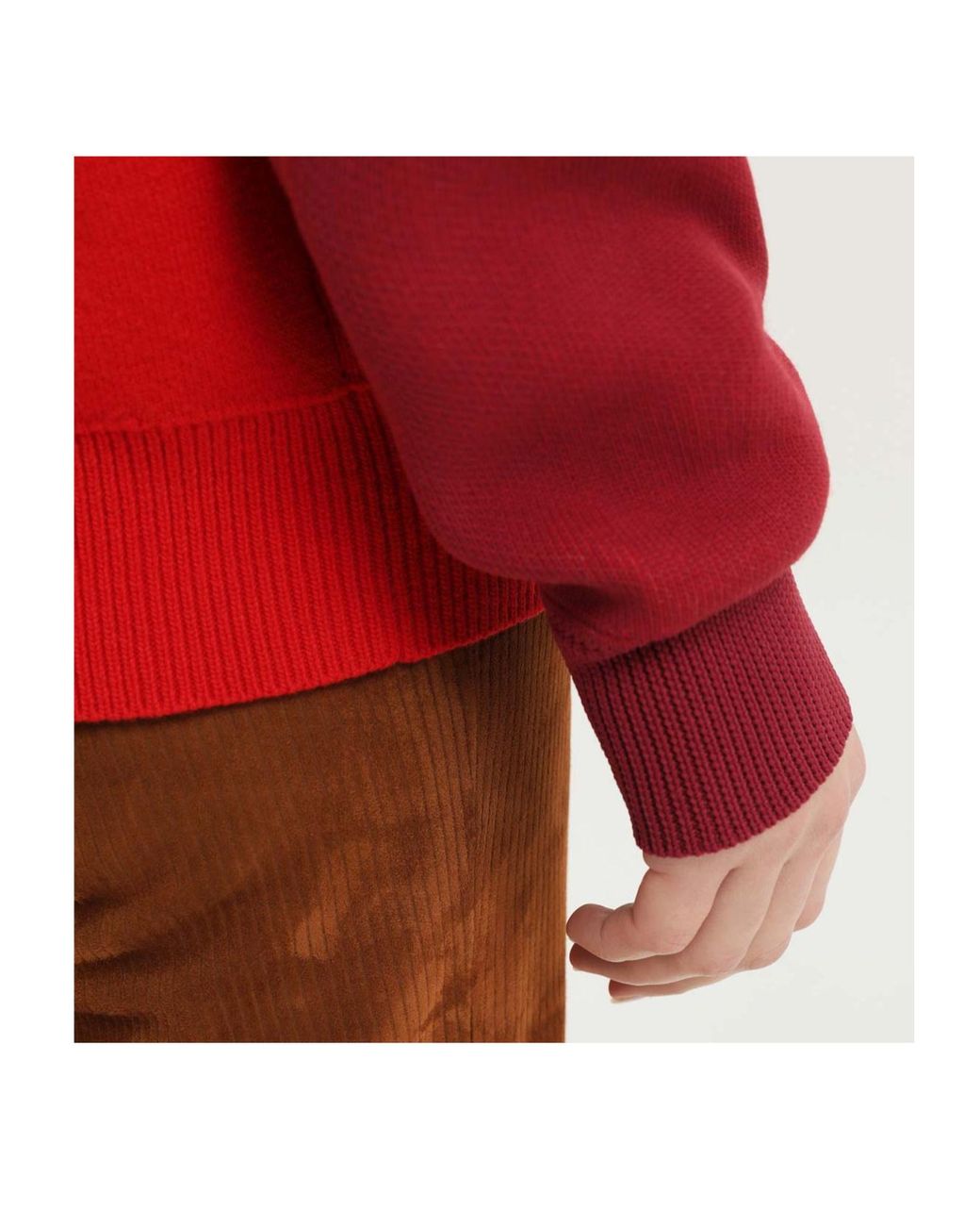 1989 STUDIO Red Contrast Crewneck Sweater for men