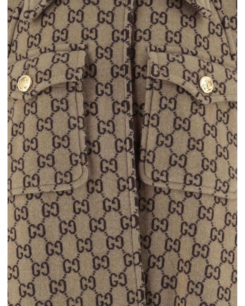 Gucci Brown Gg Wool Cape