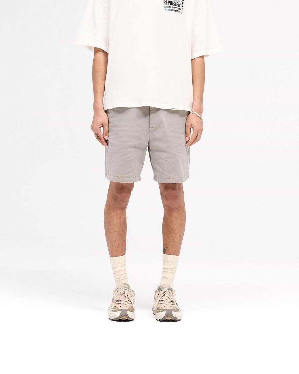 Represent Gray Washed Taupe Cargo Shorts for men