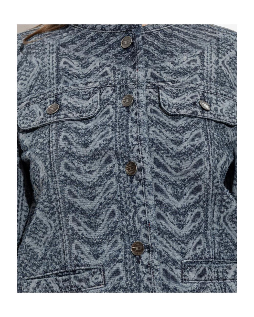 DIESEL Blue De-Grafy Patterned Denim Jacket