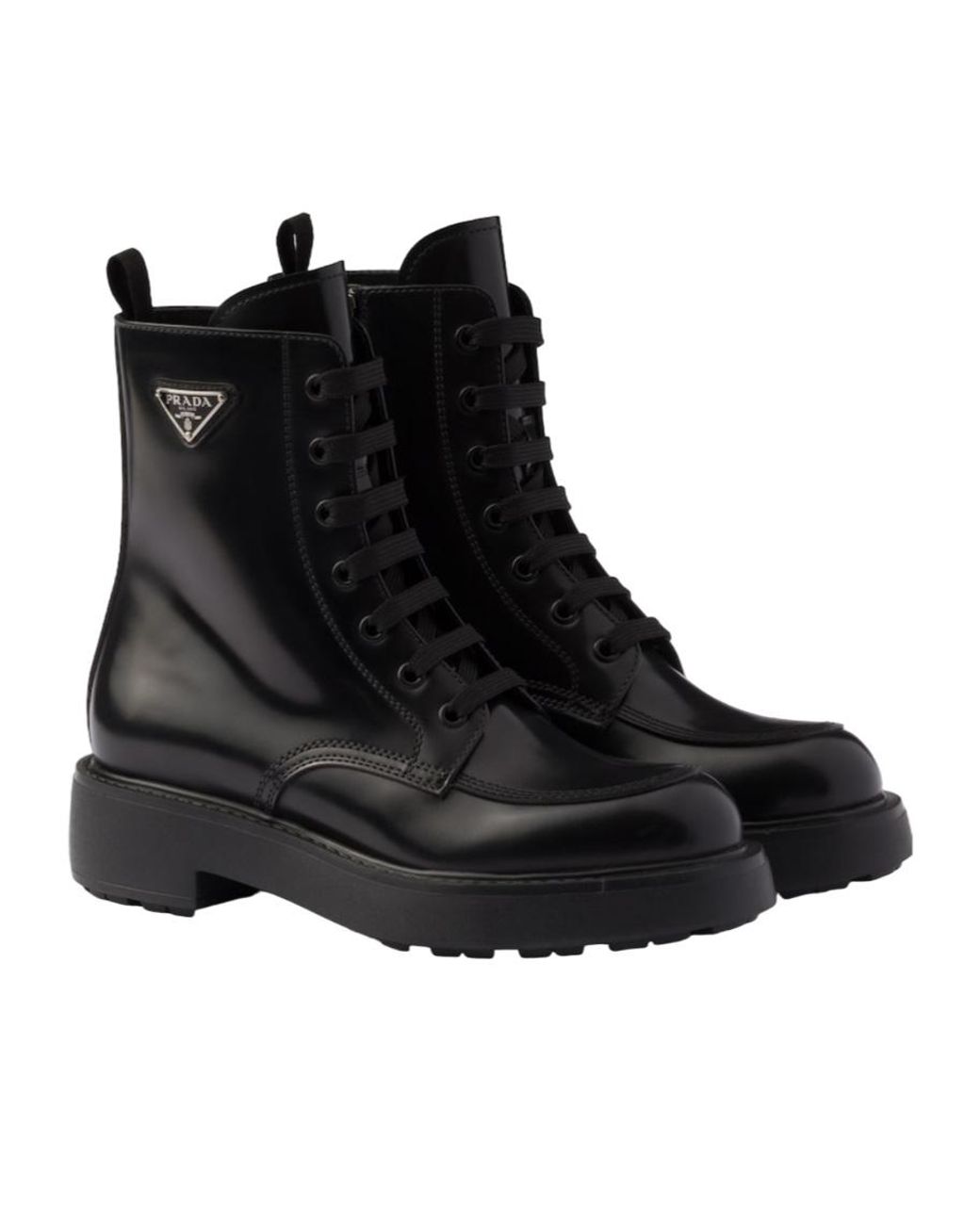 Prada Black Brushed Leather Boots