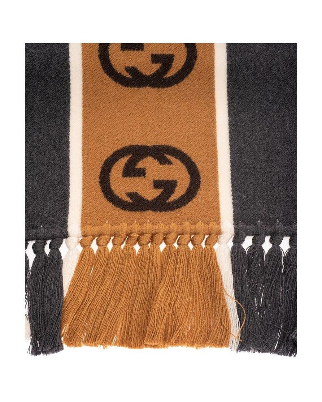 Gucci White Two-Color Logo Scarf for men