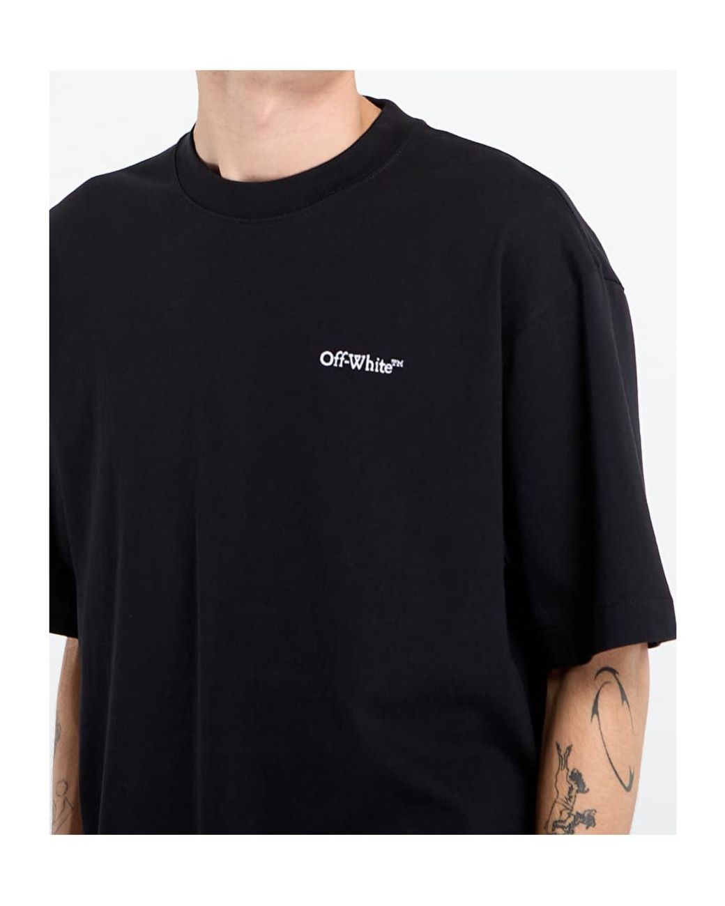 Off-White c/o Virgil Abloh Black Logo Embroidered Crewneck T-Shirt for men
