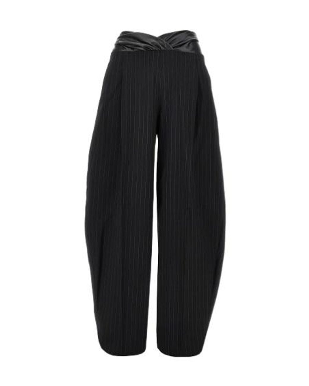 ANDAMANE Black Pinstriped Panelled Pants