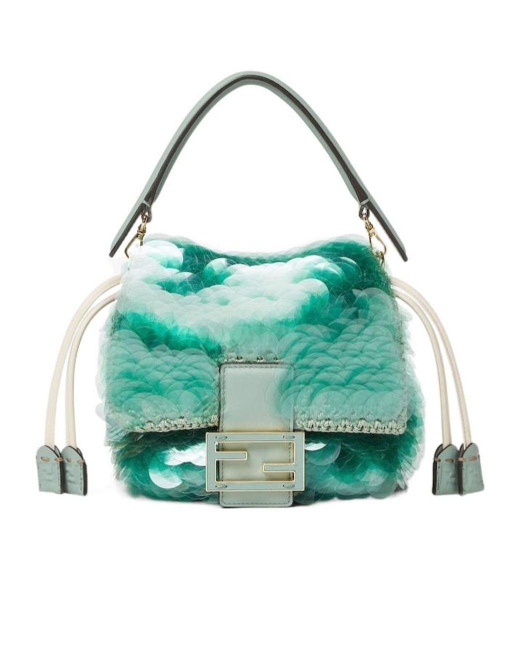 Fendi Green Mint Crochet Mini-Bag With Maxi Sequins