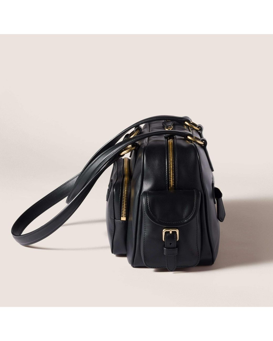 Miu Miu Black Pocket Nappa Leather Top-Handle Bag