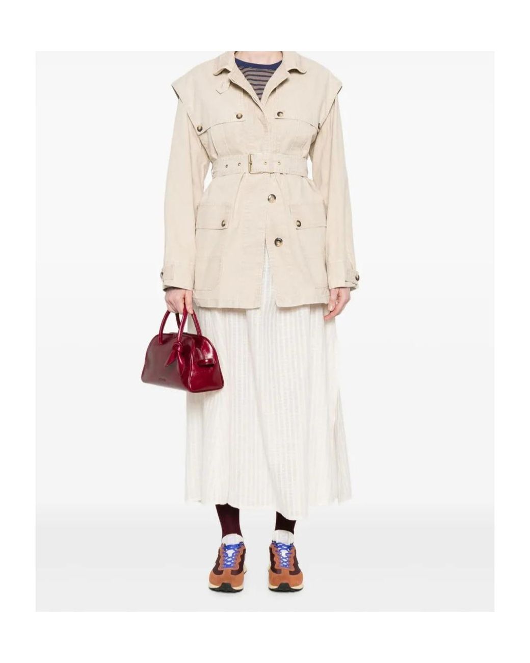 Isabel Marant Natural Belted Flap-Pocket Jacket