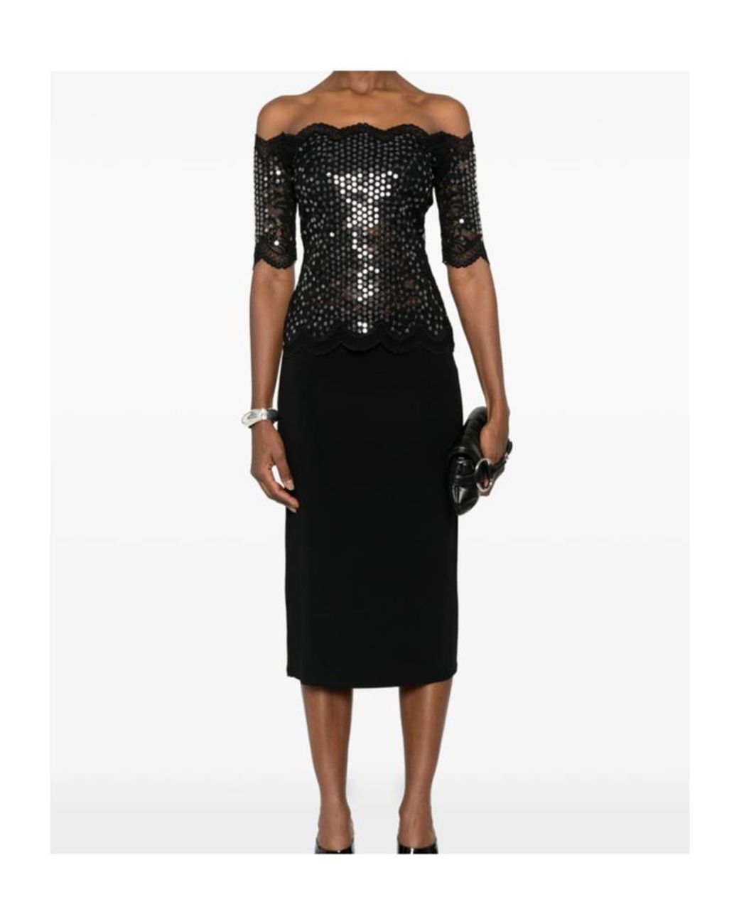 Rabanne Black Sequin Lace Top