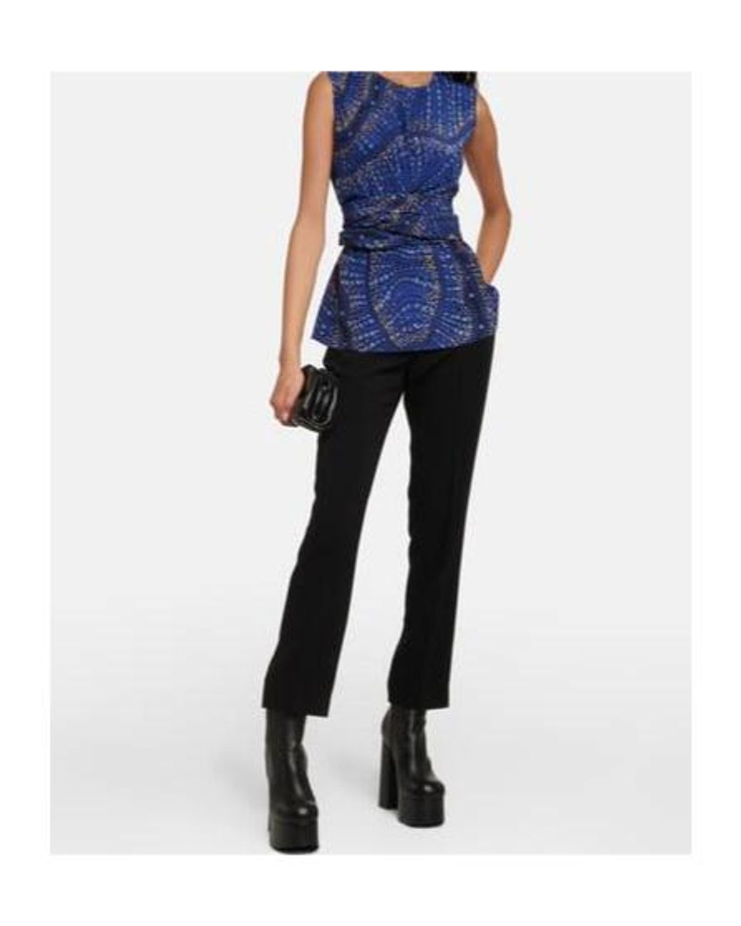 Altuzarra Blue Pleated Silk Top