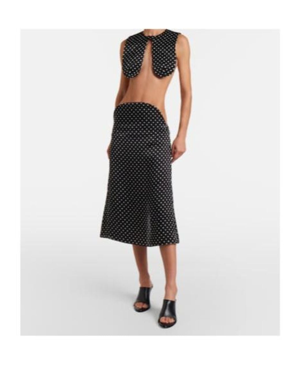 Jean Paul Gaultier Black Cutout Polka-Dot Silk Midi Skirt