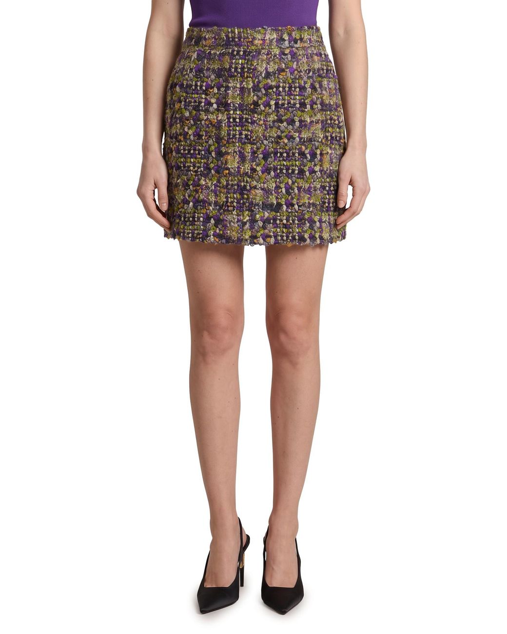 Saint Laurent Black Bouclé-Knit Skirt