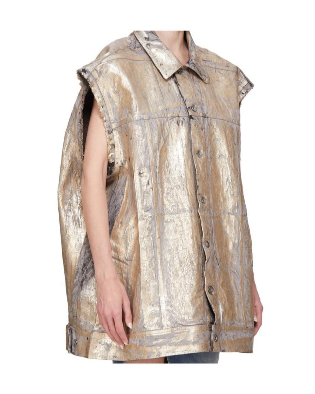 Rick Owens Brown Cotton Denim Vest