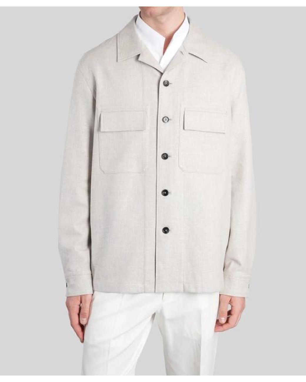 Zegna White Button-Up Overshirt for men