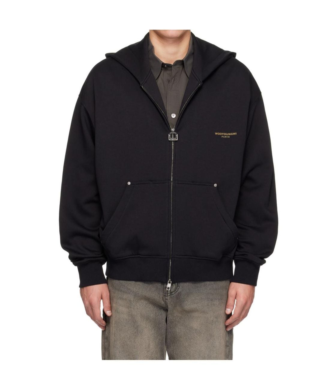 Wooyoungmi Black Scenery Forest-Print Zip-Up Hoodie for men