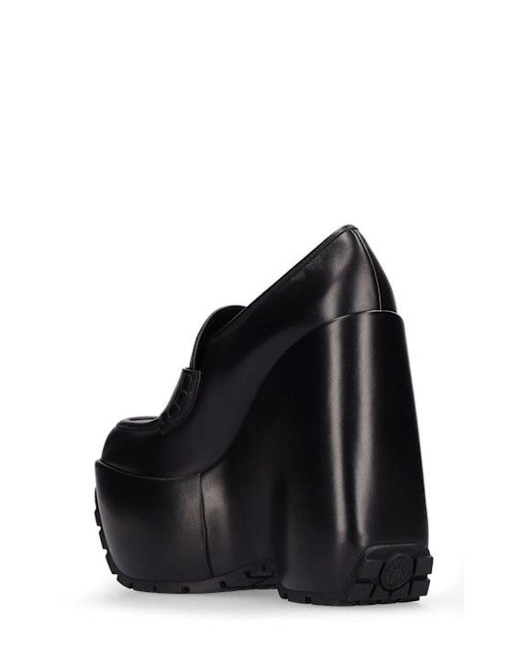 Versace Black 160Mm Medusa Platform Leather Wedges