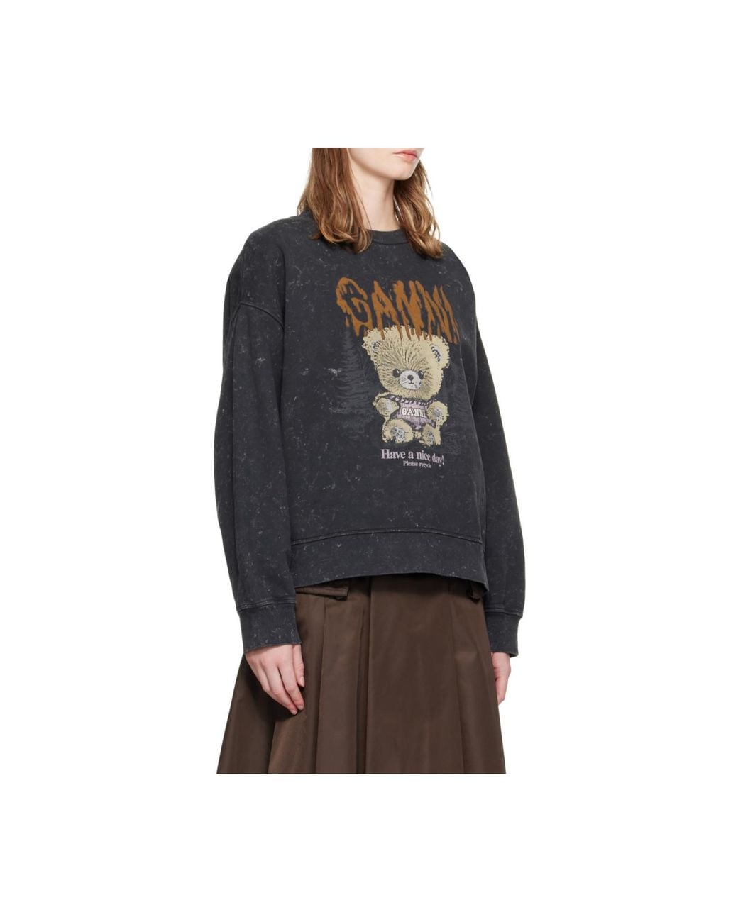 Ganni Black Isoli Oversized Teddy Sweatshirt