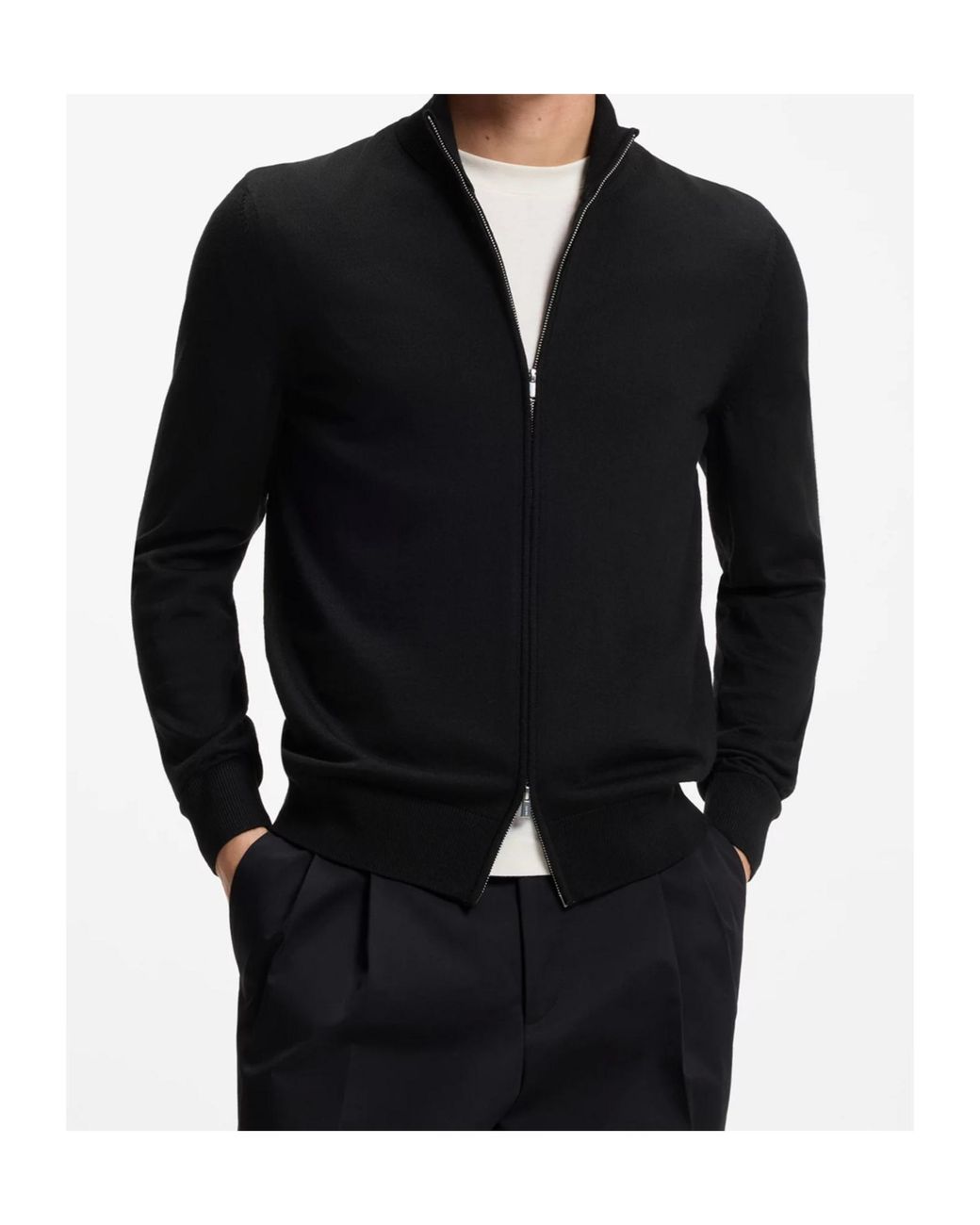 Boss Black Boss Full-Zip Stand Collar Cardigan for men