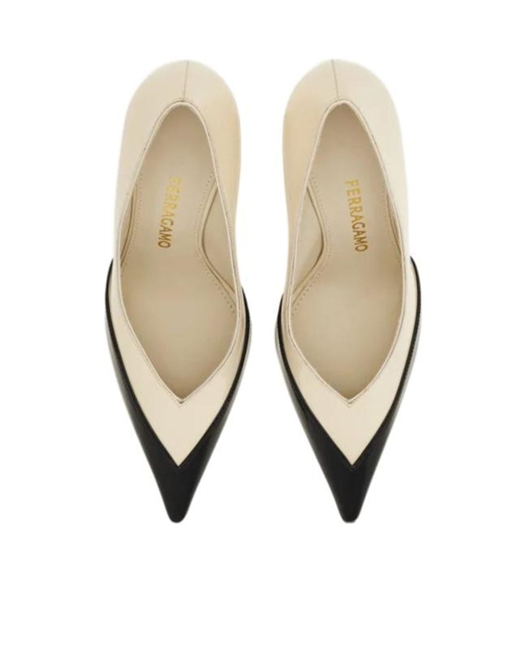 Ferragamo White Bicolor Pump