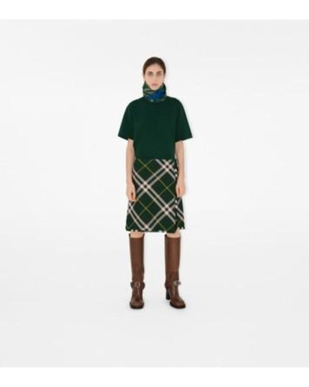 Burberry Green Vintage-Check Frayed-Edge Scarf for men