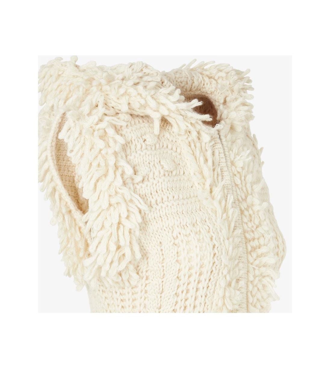 Fendi White Chunky Cable Knit Hooded Gilet