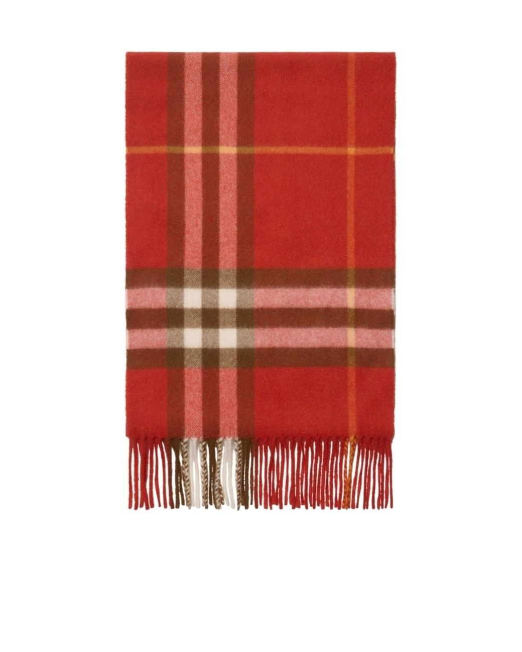 Burberry Red Checked Fringed-Edge Scarf for men