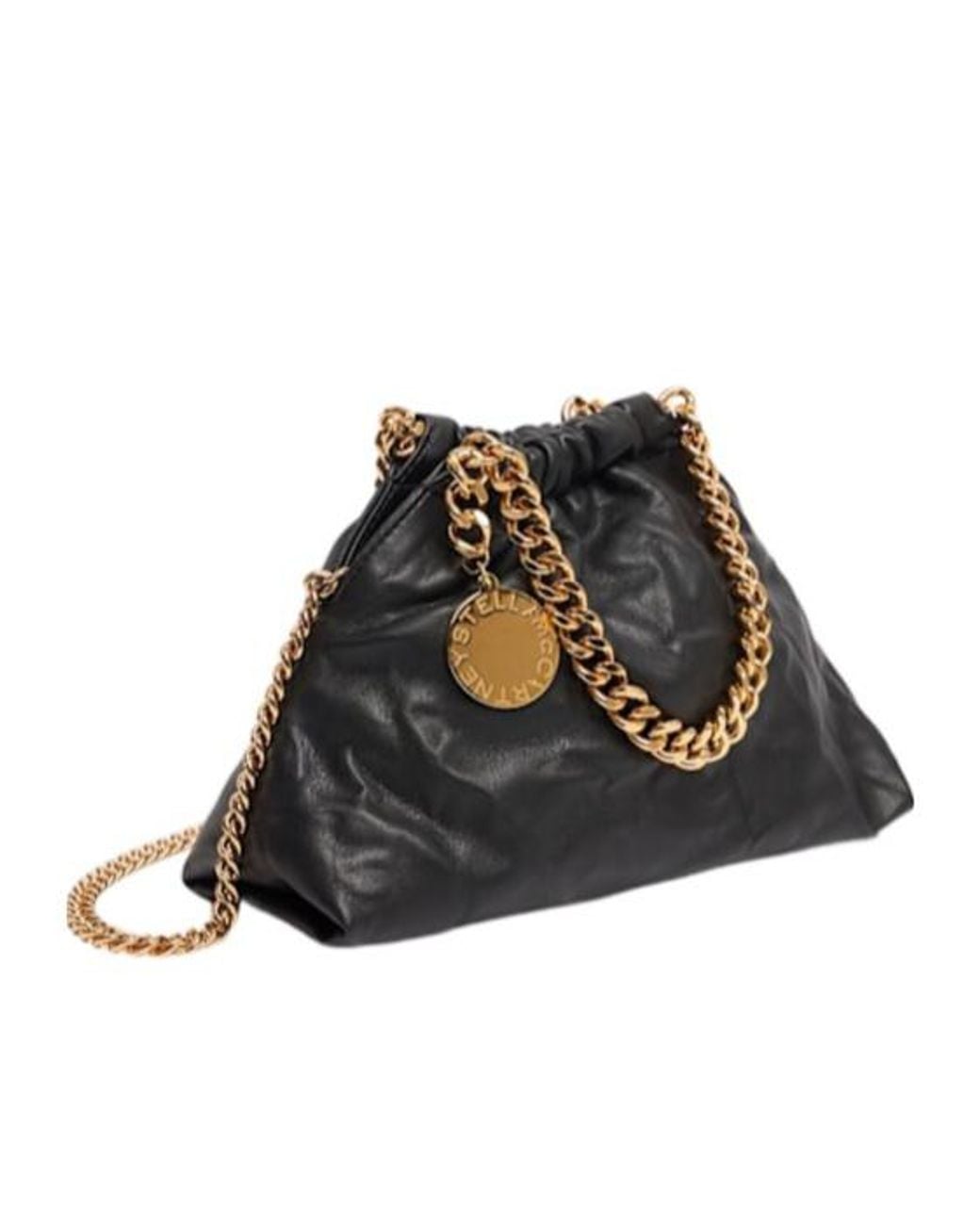 Stella McCartney Black Mini Crinkled Drawstring Bag