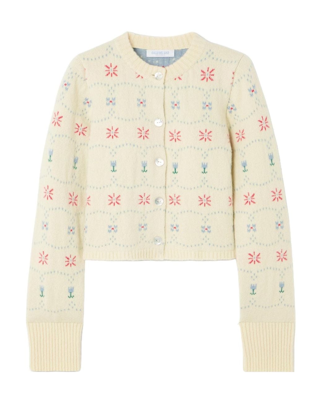 Calle Del Mar Natural Cropped Silk Cardigan