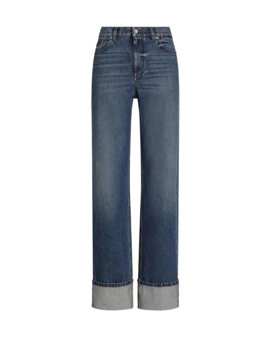 Dolce & Gabbana Blue Turn-Up Hem Jeans