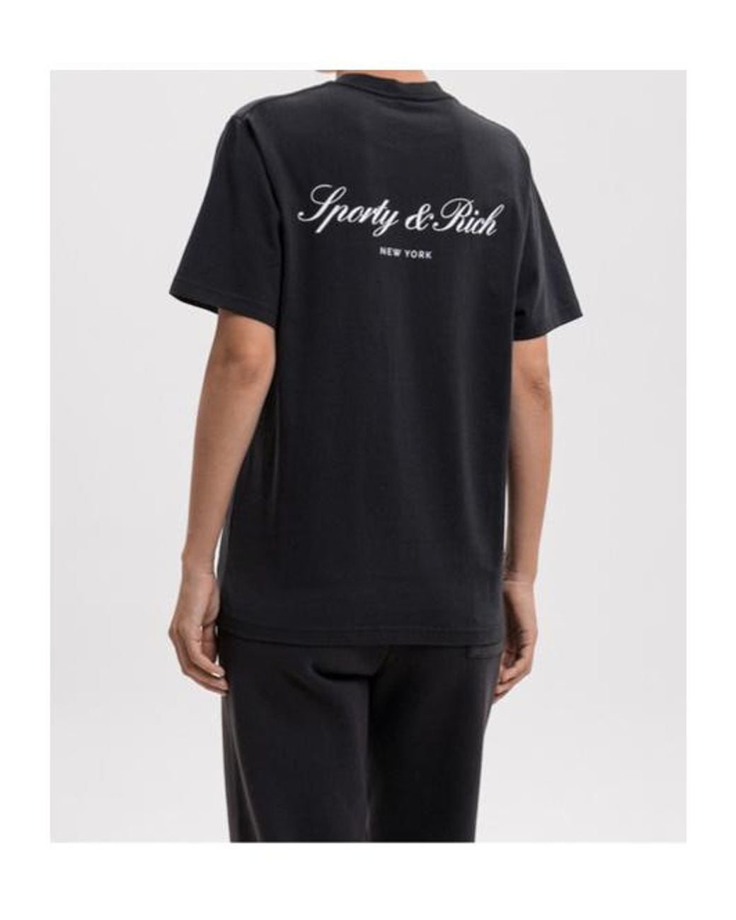 Sporty & Rich Black Logo-Print Cotton T-Shirt