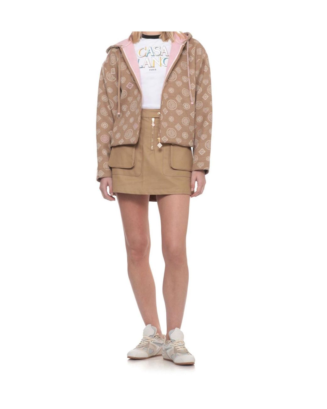 Casablanca Natural Monogram Zip-Up Hoodie
