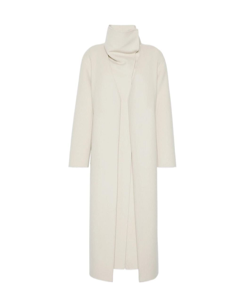 Sportmax White Long Pure Wool Coat