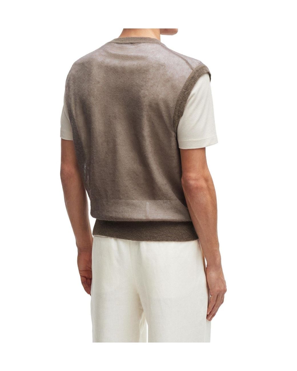 Boss Gray V-Neck Knit Vest for men