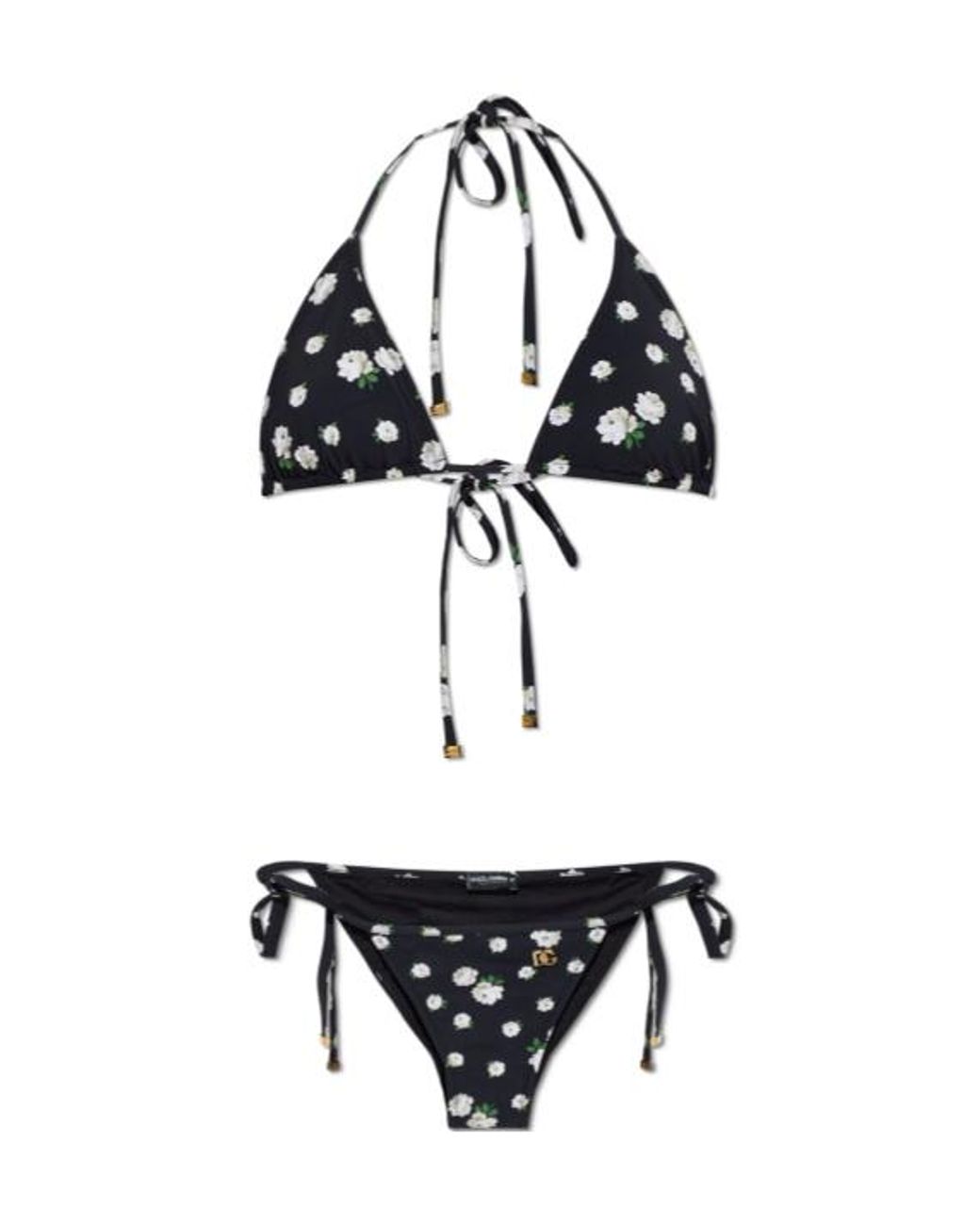 Dolce & Gabbana White Floral Printed Two-Piece Swimsuit