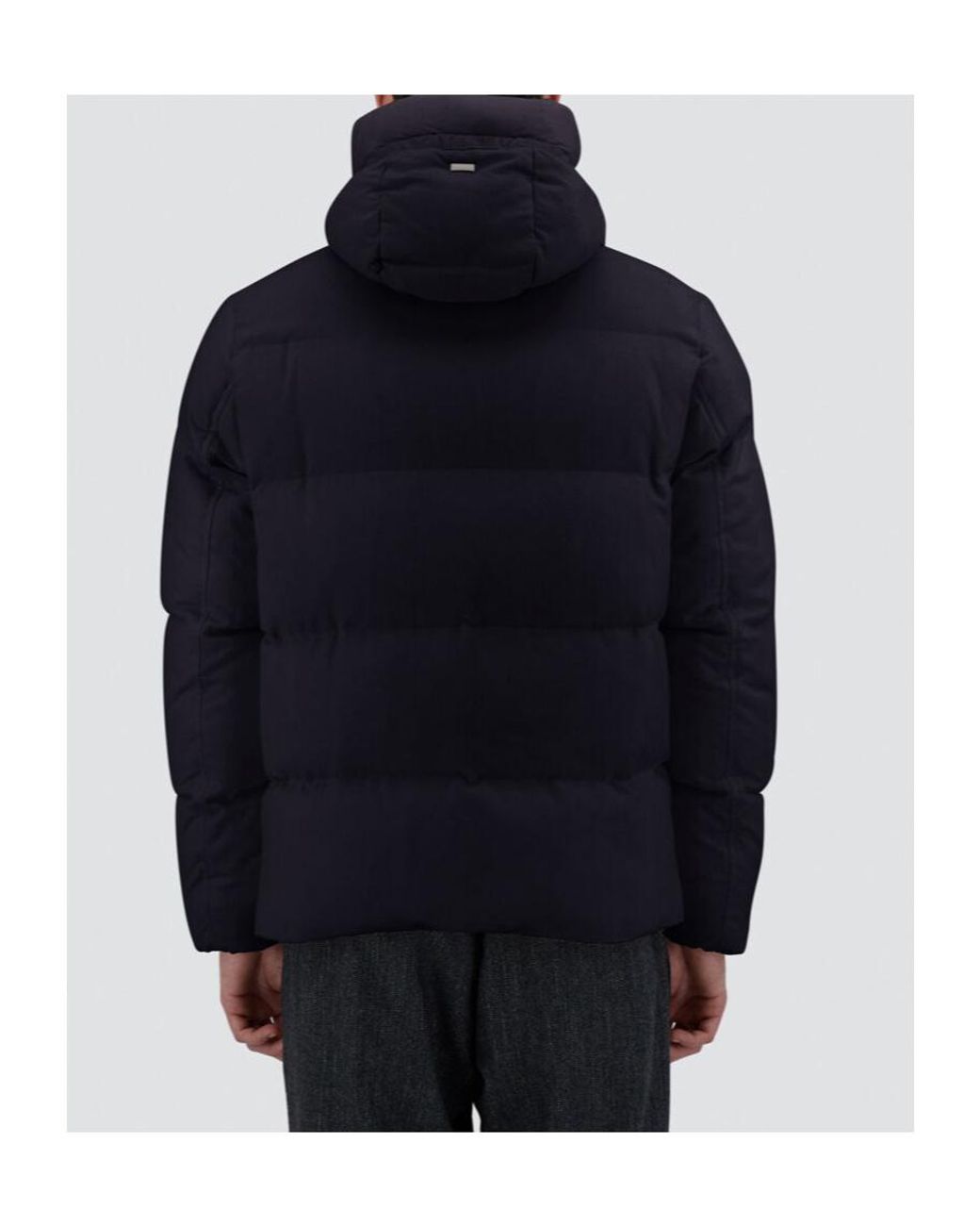 Herno Blue High-Neck Drawstring Bomber Jacket for men