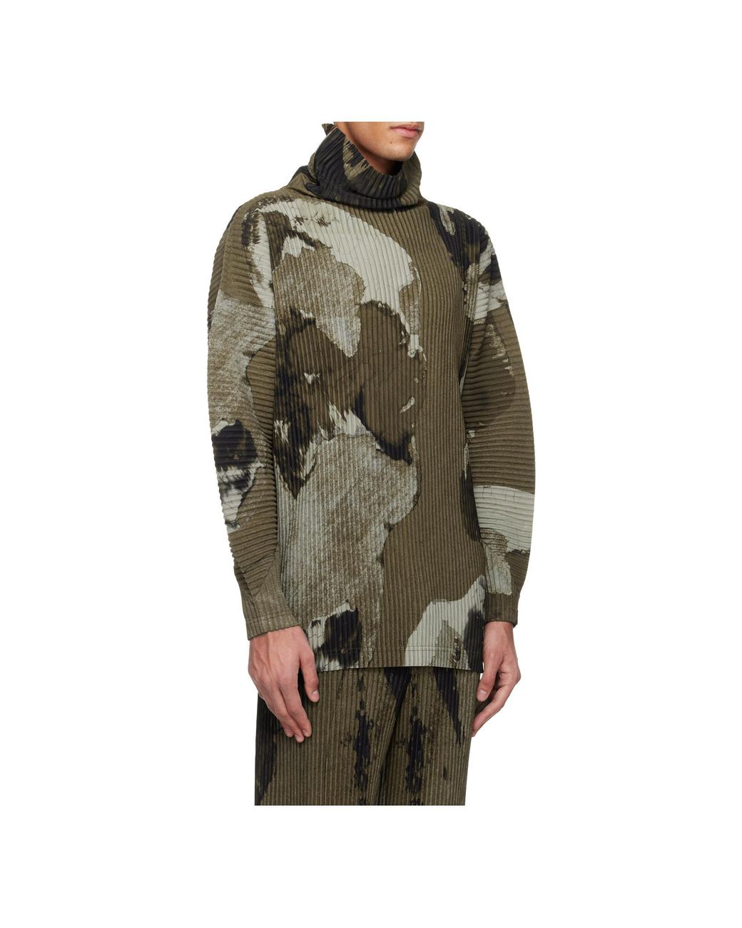 Homme Plissé Issey Miyake Green Pleated Print T-Shirt for men