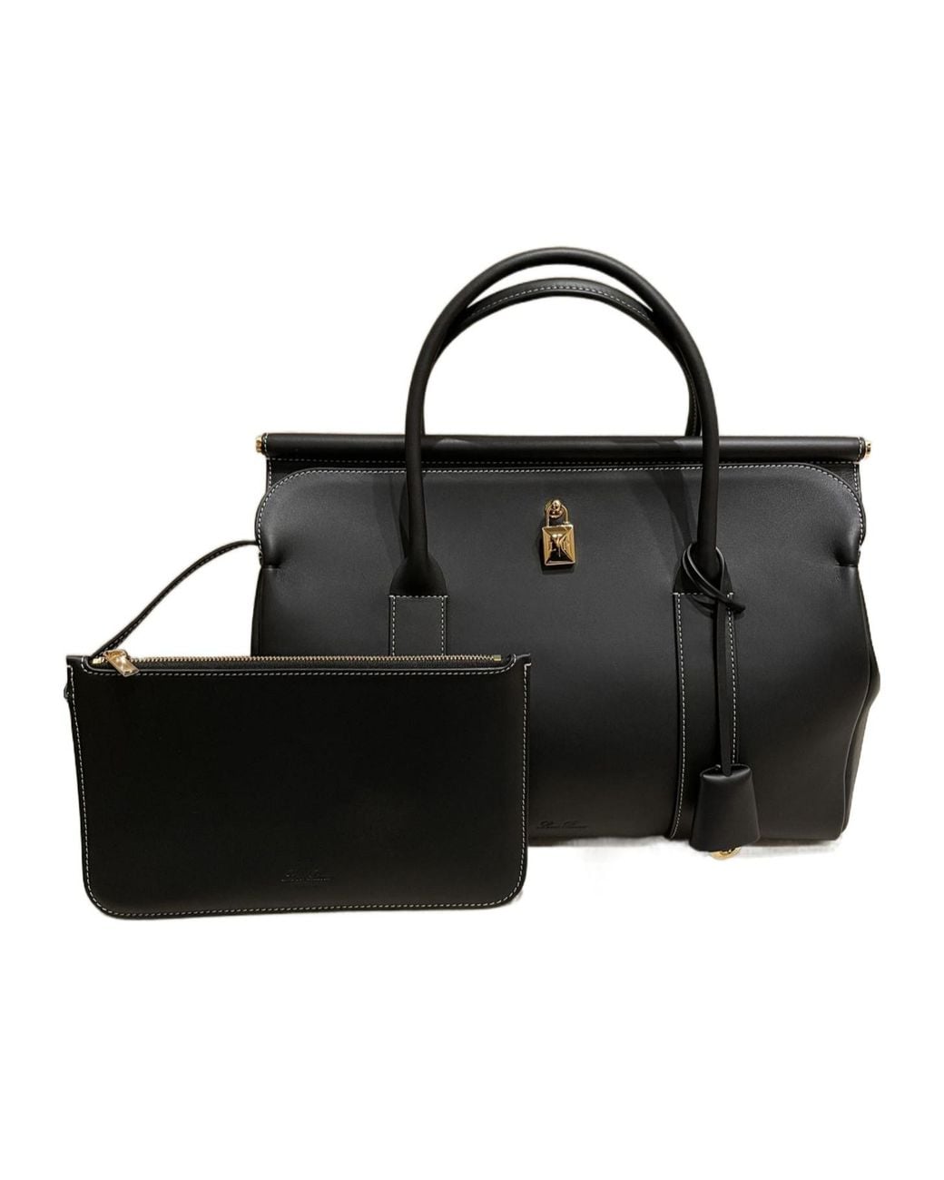 Loro Piana Black Stitch Detail Handbag