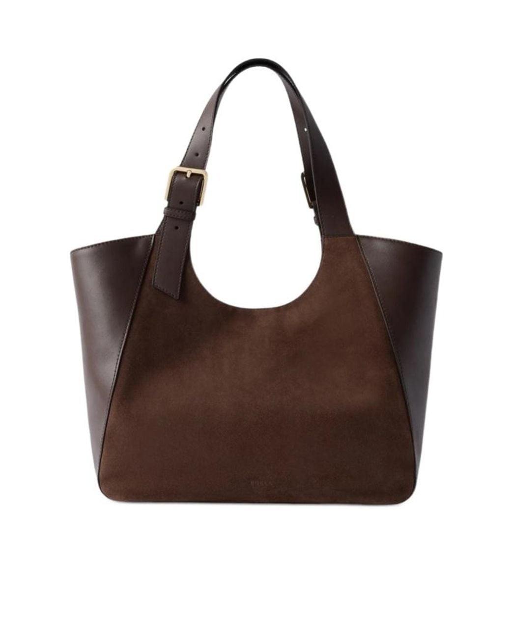 Furla Brown Dora Suede Panel Tote Bag