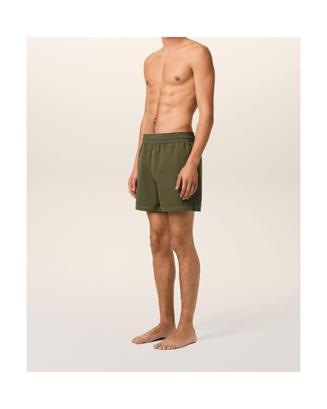AMI Green Logo Embroidered Beach Shorts for men