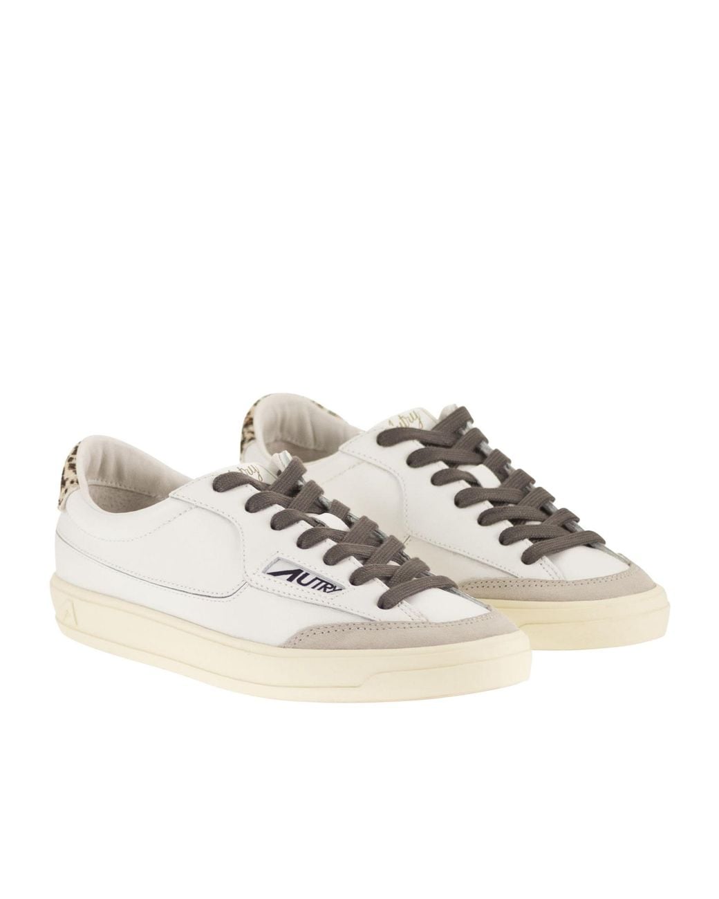 Autry White Contrast Heel Low-Top Sneakers