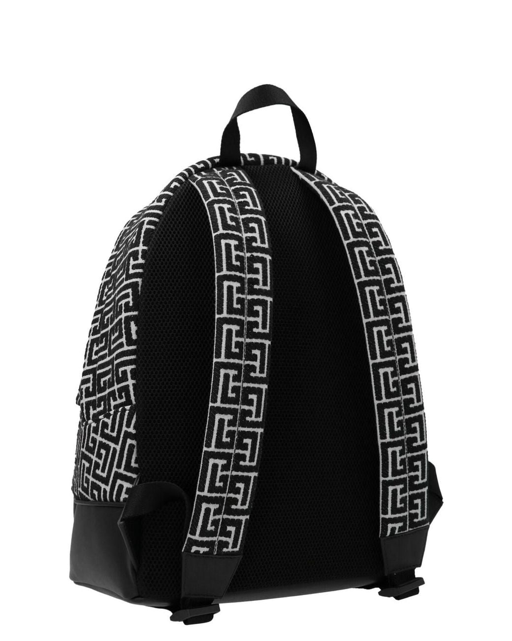 Balmain Black City Monogram Jacquard Backpack for men