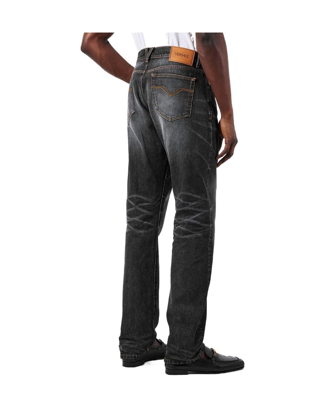 Versace Gray Washed Bootcut Jeans for men